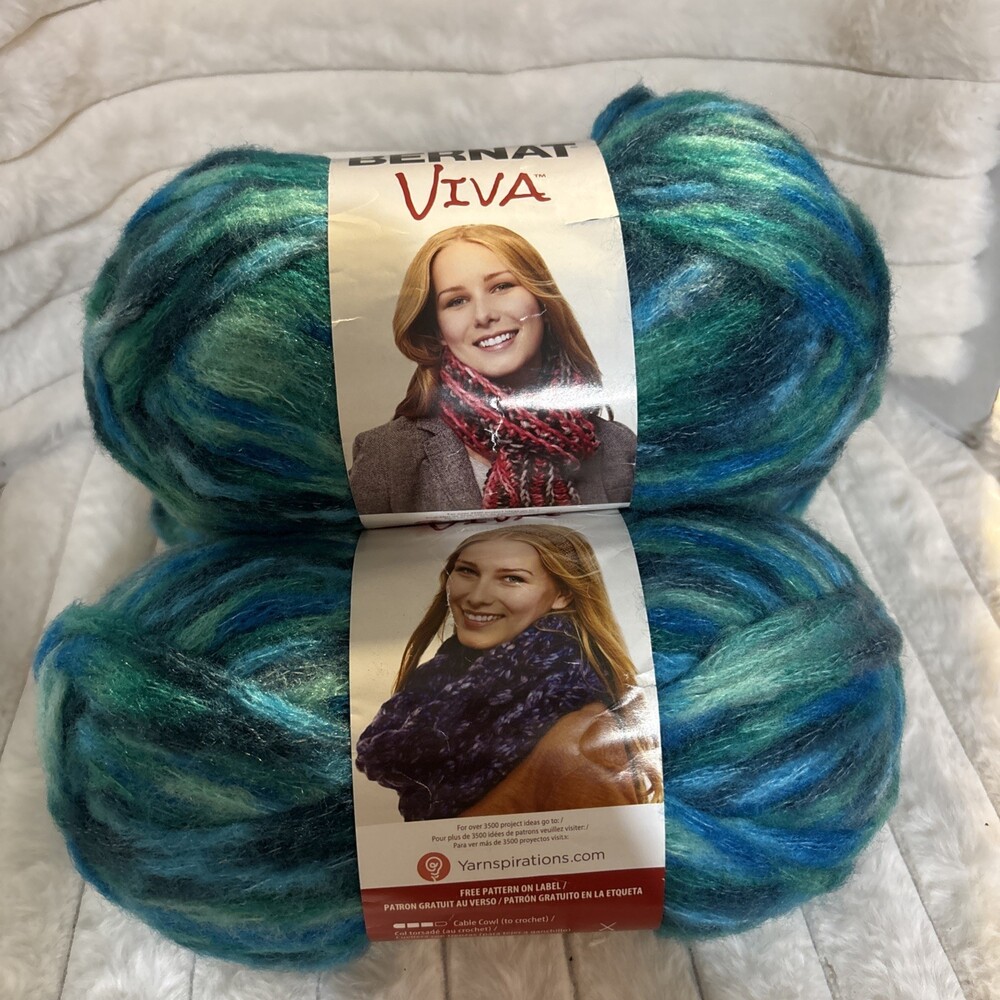 Lot 3 Bernat Viva Yarn Teal Blue Green Super Bulky Discontinued Dye Lot 161151